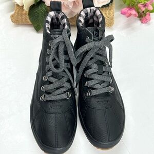 Black Lace-Up Ankle Sneakers with Gray Accents